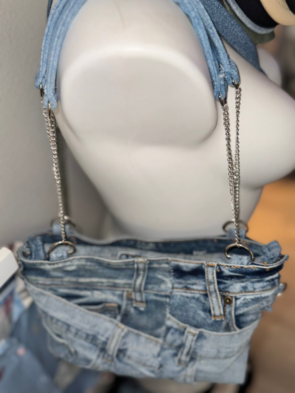 “Make ‘Em Mad” Denim Shoulder Bag